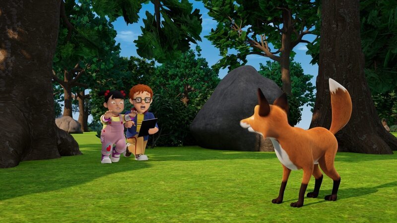 Auf der Suche nach Wildtieren geraten Norman und Lily in ein gefährliches Abenteuer. – Bild: KiKA/​2024 Prism Art & Design Limited