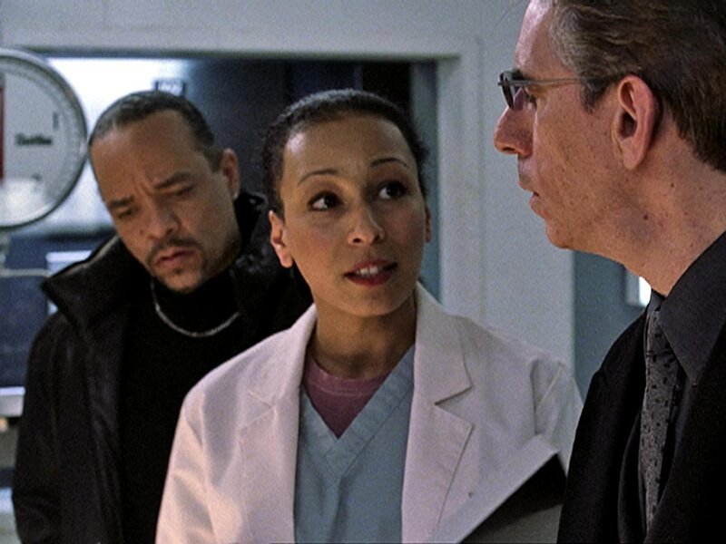 Die Gerichtsmedizinerin Warner (Tamara Tunie, mi.) erz%hlt Det. Munch (Richard Belzer, re.) und Det. Tutuola (Ice-T, li.) von ihrem Bericht … – Bild: RTL II