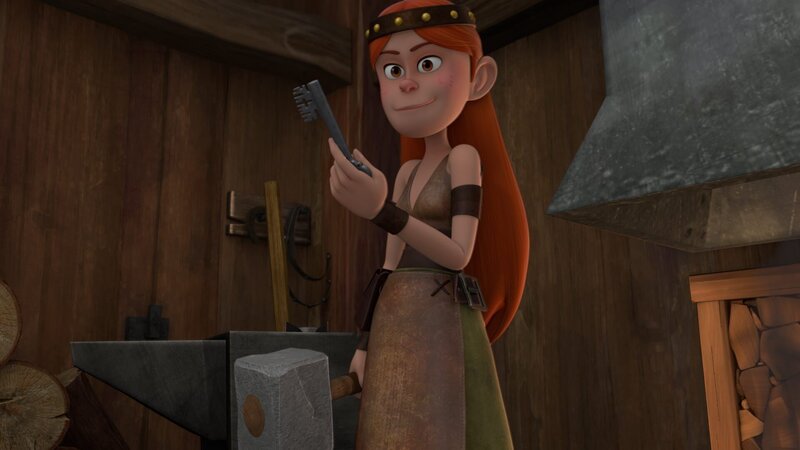 Die Schmiedin soll einen neuen Schlüssel für Prinz Johns Tresor anfertigen. – Bild: ZDF