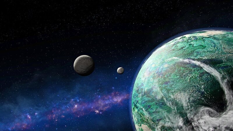 Einige Wissenschaftler vertreten die Theorie, dass die frühe Erde von zwei Monden umkreist wurde. Als der kleinere der beiden Trabanten mit dem größeren kollidierte, soll der heutige Mond entstanden sein. – Bild: WELT