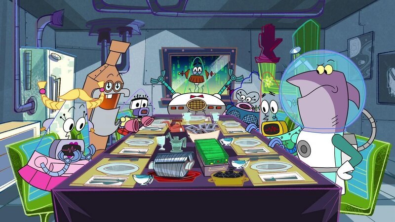 v.li.: Inga-Tron, Grand-Tron, Robodina, Cecil-5000, Bun-Bot, Pat-Tron, Captain Doug Quasar – Bild: RTL