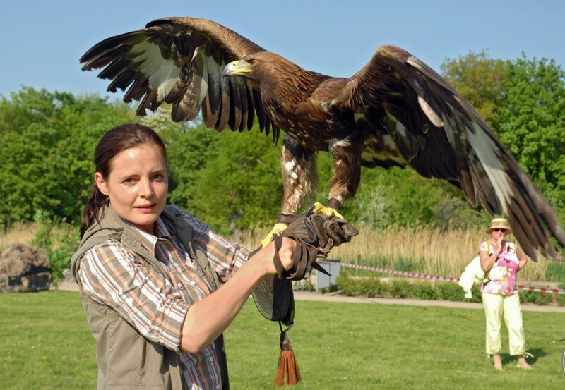 Mit einem Trick ist es Susanne Mertens (Elisabeth Lanz) gelungen, den Steinadler zu fangen. – Bild: BR/​ARD/​Christa Köfer