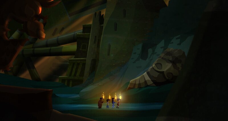 Die Freunde sind auf die Spur der versunkenen Stadt Nineveh geraten. – Bild: MDR/​MotionWorks/​Marco Polo Prod.Inc./​Melusine Prod./​Magpie 6 Media Ent.Ltd./​Monster Ent.Ltd.