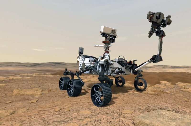 Die wesentliche Aufgabe dieses mit Sonden und Kameras ausgestatteten Roboters ist es, Bilder vom Mars aufzunehmen und nach Spuren früheren Lebens zu suchen. – Bild: NASA Die wesentliche Aufgabe dieses mit Sonden und Kameras ausgestatteten Roboters ist es, Bilder vom Mars aufzunehmen und nach Spuren früheren Lebens zu suchen. – Bild: NASA