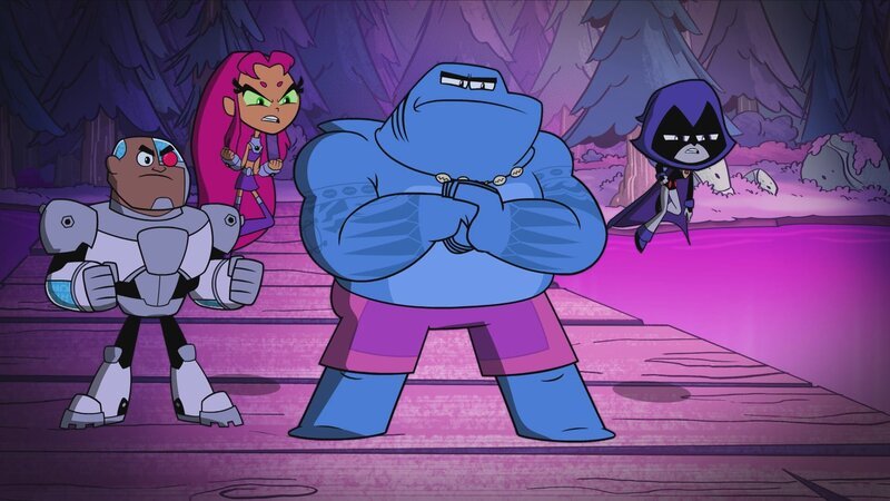 v.li.: Cyborg, Starfire, King Shark, Raven – Bild: Warner Bros. Entertainment Inc.