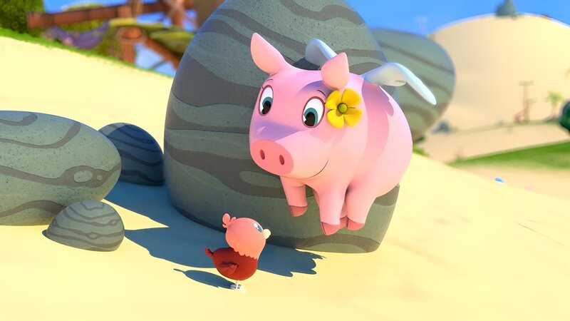 Der kleine Piepsi kann noch nicht fliegen. Pinkie hilft – Bild: KiKA/​ZODIAK KIDS STUDIO FRANCE/​ANIMOKA