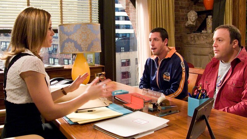 Als ihre Ehe von der Pensionskasse in Frage gestellt wird, nehmen sich Larry (Kevin James, r.) und Chuck (Adam Sandler) zur Wahrung ihrer Rechte die Anwältin Alex (Jessica Biel). – Bild: 2007 UNIVERSAL STUDIOS Als ihre Ehe von der Pensionskasse in Frage gestellt wird, nehmen sich Larry (Kevin James, r.) und Chuck (Adam Sandler) zur Wahrung ihrer Rechte die Anwältin Alex (Jessica Biel). – Bild: 2007 UNIVERSAL STUDIOS