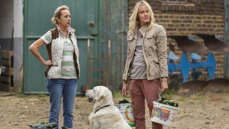 SENDER: ARD – SENDETITEL: Einmal Bauernhof und zurück – UNTERTITEL: – CAPTION:  ARD EINMAL BAUERNHOF UND ZURÜCK, Deutschland 2014, Regie Olaf Kreinsen, am Freitag (21.03.14) um 20:15 Uhr im Ersten.Mit vereinten Kräften versuchen Klara (Alwara Höwels, re.) und Nette (Hildegard Krekel) den Bauernhof vor dem Ruin zu retten..© ARD Degeto/​Frank Dicks, honorarfrei – Verwendung gemäß der AGB im engen inhaltlichen, redaktionellen Zusammenhang mit genannter Degeto-Sendung und bei Nennung „Bild: ARD Degeto/​Frank Dicks“ (S2). ARD Degeto/​Programmplanung und Presse, Tel: 069/​1509⁠–⁠334 oder -335, degeto-presse@degeto.de – Bild: ARD Degeto/​Frank Dicks