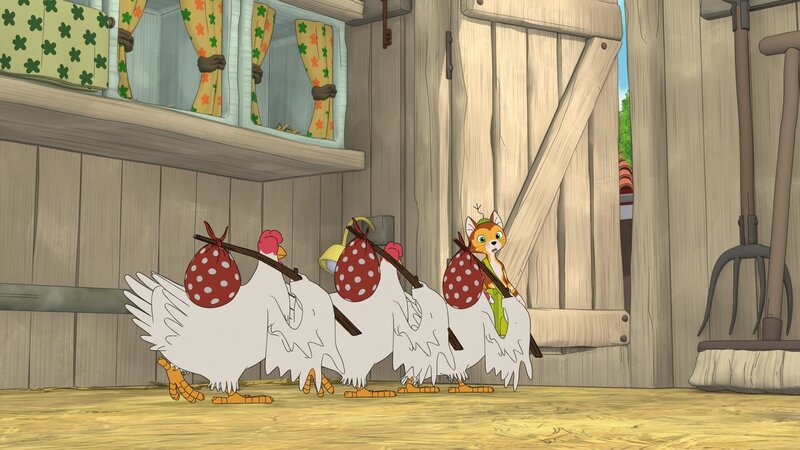 Damit hat Findus nicht gerechnet: Die Hühner haben ihre Sachen gepackt und wollen zu Gustavsson ziehen. – Bild: ZDF