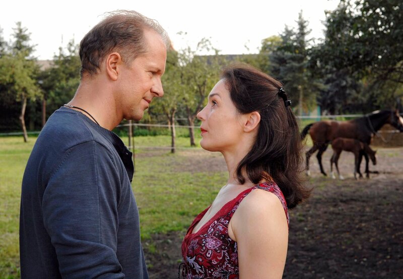 15 Uhr im Ersten. Stefan Hagen (Jochen Horst, l.) schenkt Katja Stein (Julia Stemberger, r.) ein Fohlen. – Bild: ARD/​Claudius Pflug