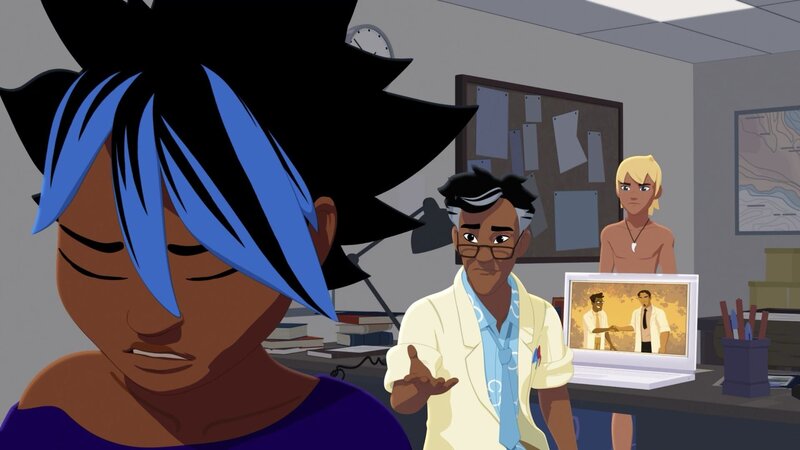 Maimiti ist enttäuscht von ihrem Vater Nino. Sie und Yann haben im Internet einen Beweis dafür gefunden, dass Nino etwas an den Gauner Werner übergeben hat. – Bild: ZDF