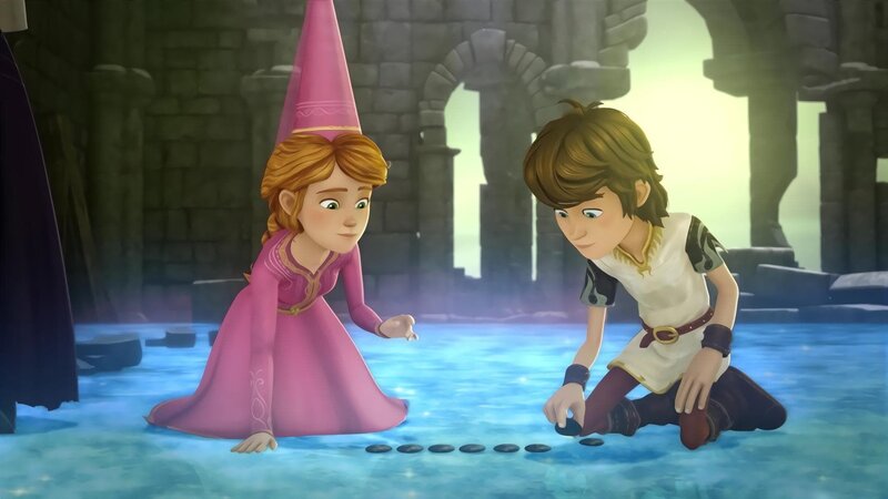 Um aus dem Verlies zu entkommen, müssen Arthur und Guinevere das Rätsel der Runen lösen. – Bild: SWR/​Blue Spirit Productions/​Canal+ Thématiques