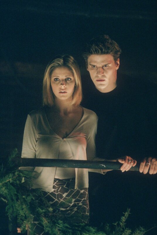 Buffy (Sarah Michelle Gellar, l.) und Angel (David Boreanaz, r.) wollen verhindern, dass der Dämon, der Richter genannt wird, zum Leben erweckt wird … – Bild: RTL /​ Twentieth Century Fox Film Corporation.