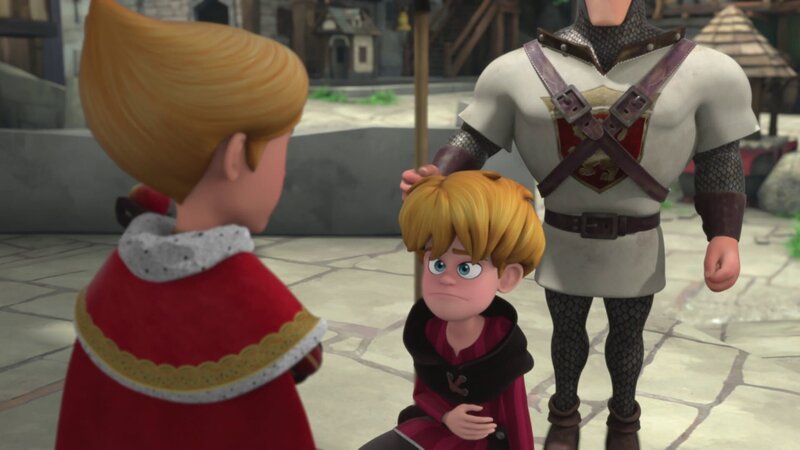 Ronald (M.) bewirbt sich bei Prinz John (l.) als Verwalter. – Bild: ZDF/​Method Animation/​DQ Entertainment