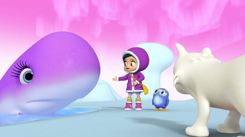 Wissper – Ein Spiel für alle – Der Polarfuchs Phöbe würde sehr gerne mit dem Wal-Mädchen Walli spielen. Aber ein Spiel zu finden für zwei so unterschiedliche Tiere ist gar nicht so einfach. – Bild: ORF/​STUDIO 100 MEDIA