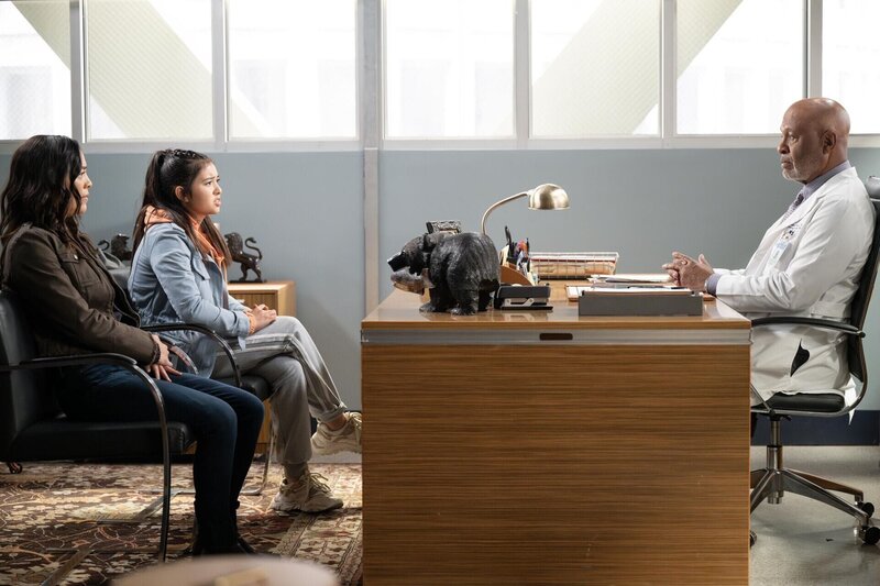 (v.l.n.r.) Dr. Mika Yasuda (Midori Francis); Chloe Yasuda (Julia Rose); Dr. Richard Webber (James Pickens jr.) – Bild: Disney