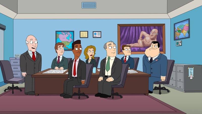 Avery Bullock (l.), Hooper (2.v.l.), Stiles (3.v.l.), Dick Reynolds (3.v.r.), Jackson (2.v.r.), Stan (r.) – Bild: Paramount