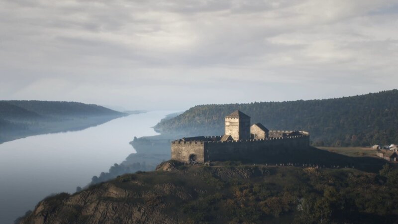 Hoch auf einem Felssporn gelegen, hielten Zeitgenossen Burg Hammerstein für lange Zeit als uneinnehmbar, da Angreifer nur über einen schmalen Zuweg unterhalb der Burgmauern zum Tor gelangen konnten. – Bild: ZDF