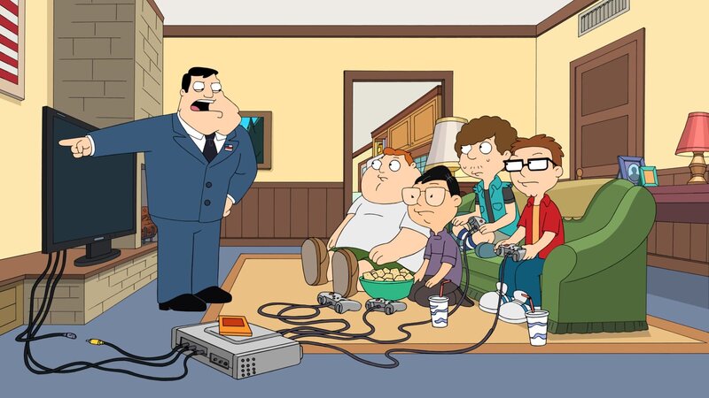 L-R: Stan, Barry, Toshi, Snot, Steve – Bild: Paramount /​ FOX /​ 2014 FOX BROADCASTING /​ AMERICAN DAD and 2014 TCFFC ALL RIGHTS RESERVED.