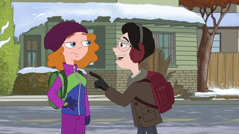 L-R: Melissa Chase (voiced by Sabrina Carpenter), Bradley Nicholson (voiced by Vincent Martella) – Bild: Courtesy of Disney+