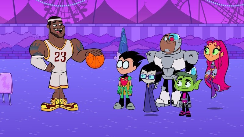v.li.: LeBron James, Robin, Raven, Cyborg, Beast Boy, Starfire – Bild: Cartoon Network