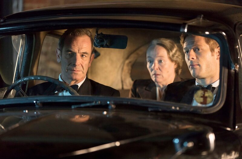 v.l. Geordie Keating (Robson Green), Maud Sutton (Penny Layden) und Sidney Chambers (James Norton) – Bild: WDR/​ITV