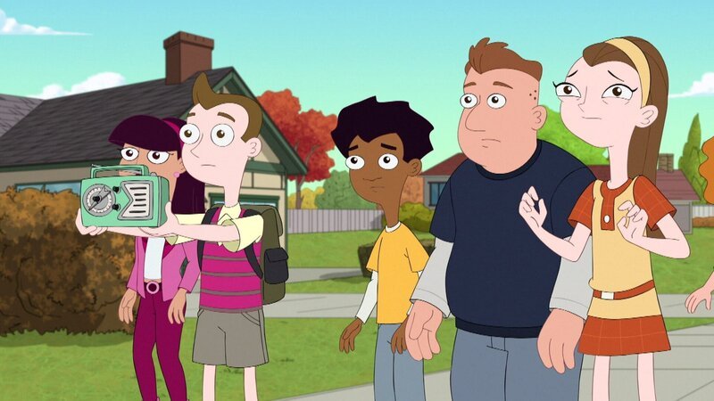 L-R: Amanda Lopez (voiced by Chrissie Fit), Milo Murphy (voiced by „Weird Al“ Yankovic), Zack Underwood (voiced by Mekai Curtis), Mort Schaeffer (voiced by Chrissie Fit), Lydia (voiced by Alyson Stoner) – Bild: Disney+