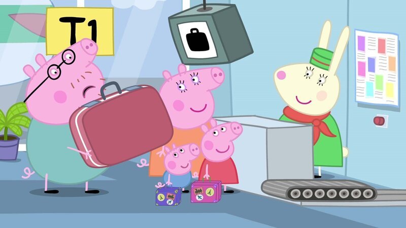 v.li.: Daddy Pig, George Pig, Mummy Pig, Peppa Pig, Miss Rabbit – Bild: Paramount