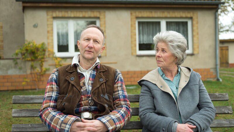 Die Untersuchung des Dachdeckers Werner Kleinschmidt (Alexander Hauff, l.) hat ergeben, dass eine komplette Dachsanierung nicht notwendig ist. Aber er rät der alleinstehenden Dame, Teile des Daches für einen Sonderpreis durch ihn ausbessern zu lassen. Gertrud Messner (Liane Düsterhöft, r.) vertraut vollkommen auf den Sachverstand des Handwerkers. Sie ahnt nicht, dass sie dabei ist, in eine böse Falle zu laufen. – Bild: ZDF
