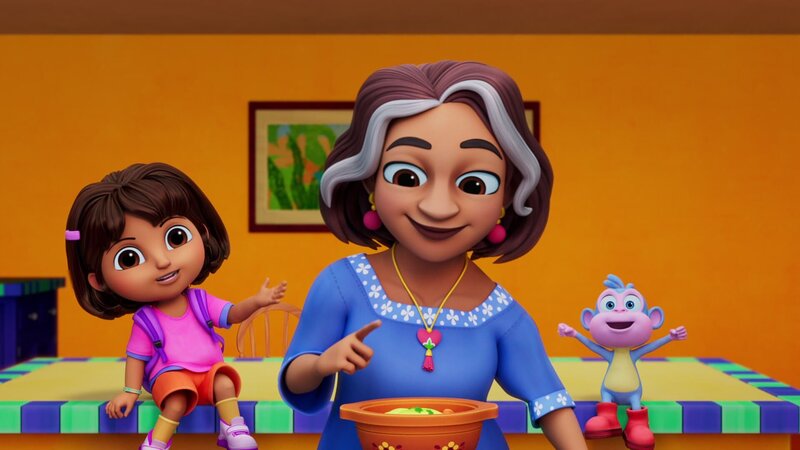 v.li.: Dora, Abuela, Boots – Bild: Paramount