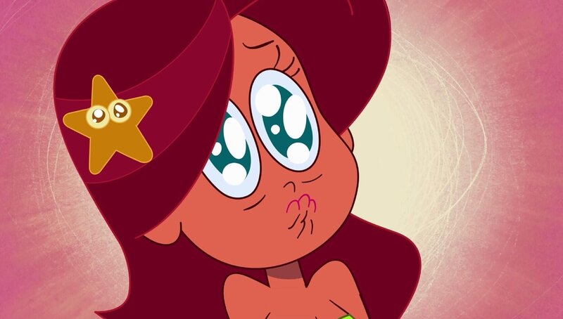 Marina hat sich den Dreizack ihres Vaters geschnappt und stellt damit allerhand Unfug an. Als Sharko sie deswegen zur Rede stellt, umgarnt sie ihn mit ihrem traurigen Blick.  +++ – Bild: Vorsicht, Dreizack! /​ © Xilam Animation