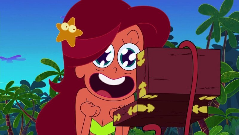 Marina bekommt von Bernie ein Geschenk ganz nach ihrem Geschmack: eine protzige Goldkette. Doch dieses Geschenk ist nicht ganz uneigennützig.  +++ – Bild: Xilam Animation /​ Starke Anziehungskräfte