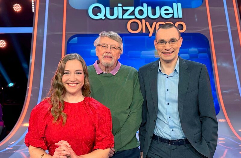 Quizduell-Olymp: Marie-Louise Finck, Prof. Eckhard Freise und Thorsten Zirkel. – Bild: ARD/​ITV Studios