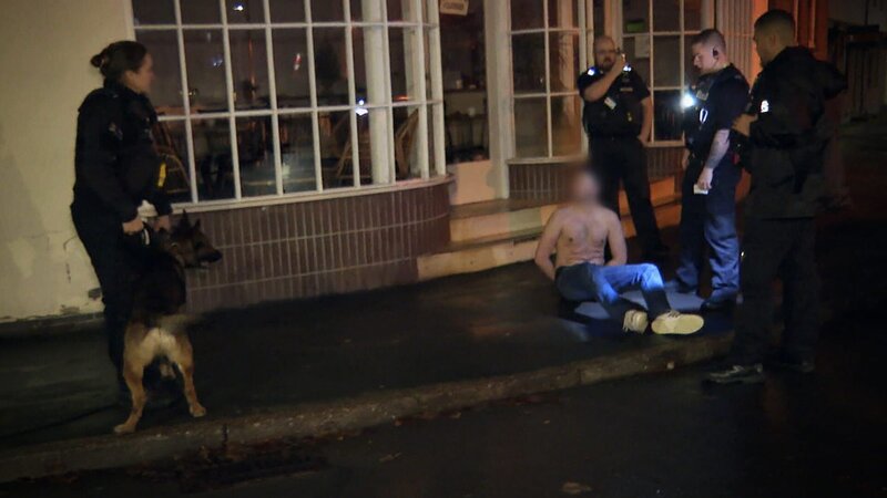 Links: Jen Ellse und ihr Spürhund „Quantum“. – Bild: Warner Bros. Discovery