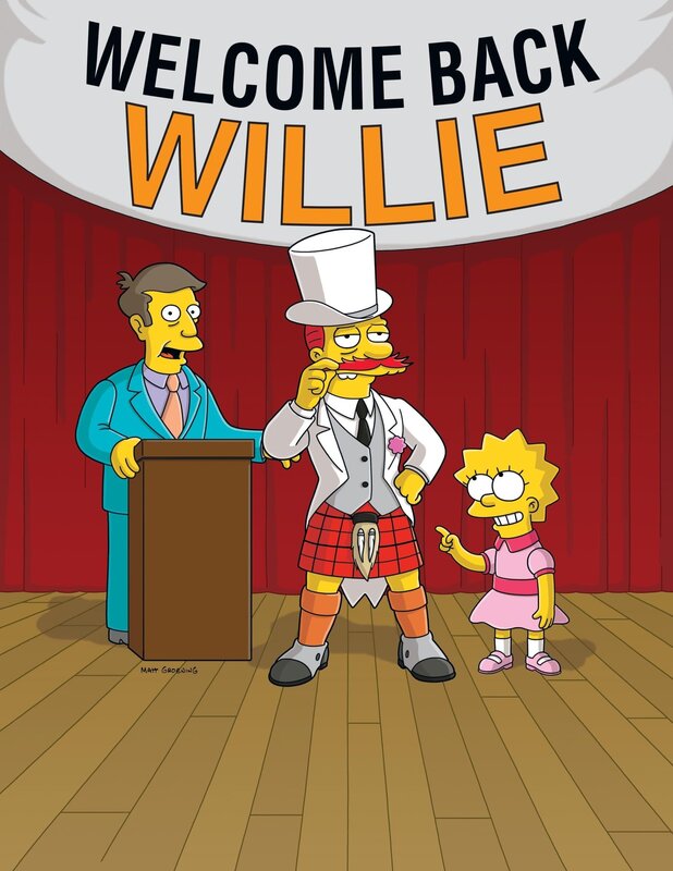 Lisa Simpson (r.) hat den Schulhausmeister Willie (M.) zu einem Gentleman gemacht. Schul-Direktor Skinner (l.) ist begeistert … – Bild: und TM Twentieth Century Fox Film Corporation – Alle Rechte vorbehalten Lizenzbild frei