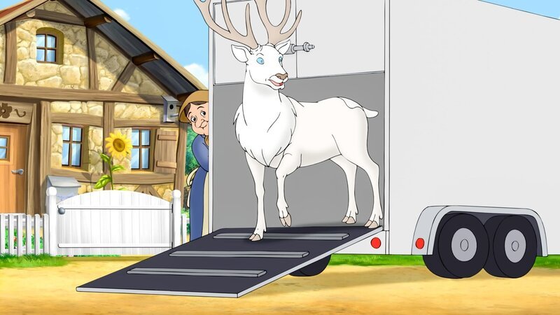 Zum Glück kann Bibi den weißen Hirschen aus der Gefangenschaft befreien. – Bild: ORF/​ZDF/​Kiddinx Studios