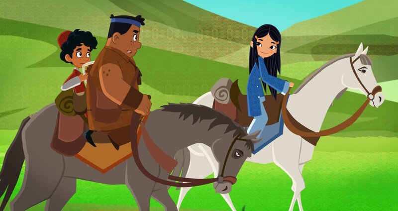 Marco und Luigi müssen sich zu zweit den Sattel teilen. – Bild: MDR/​MotionWorks/​Marco Polo Prod.Inc./​Melusine Prod./​Magpie 6 Media Ent.Ltd./​Monster Ent.Ltd.