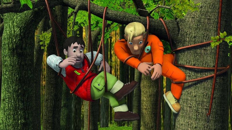 Moose und Tom haben sich in den Seilen verheddert. – Bild: KiKA/​2011 Prism Art & Design Limited