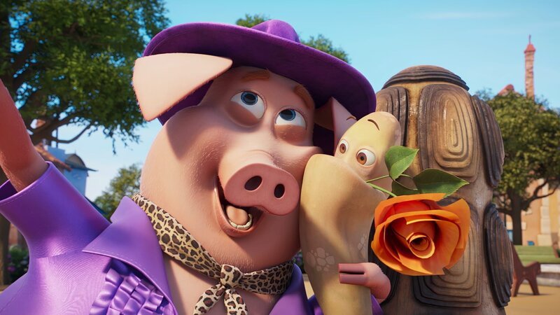Reggie möchte Agnes zum Hochzeitstag mit einem Tänzchen überraschen – Schwein Clive bringt es ihm bei. – Bild: KiKA/​2022 Sixteen South/​Mikros Animation IP/​Tencent