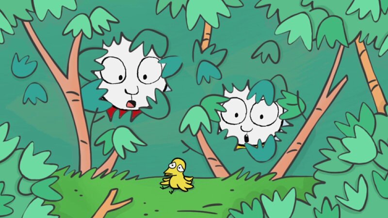 Im Garten finden Simon (l.) und Franz (r.) einen Vogel, der allen Anschein nach aus seinem Nest gefallen ist. – Bild: ZDF/​GO-N Productions 2016