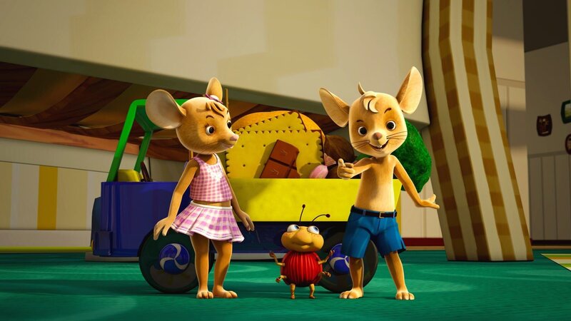 Geschafft! Mit einem Auto voller Naschereien können die JoNaLus vergnügt in ihre Höhle zurückkehren. – Bild: ZDF/​Scopas Medien AG