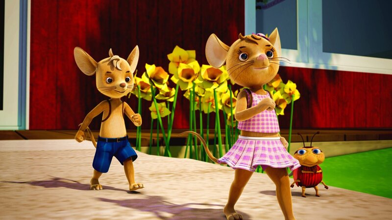 Eins-zwei-drei im Wanderschritt. Naya, Jo und Lu machen sich auf den Weg zum Glitzersee und in ihr großes Wandertag-Abenteuer. – Bild: ZDF/​Scopas Medien AG