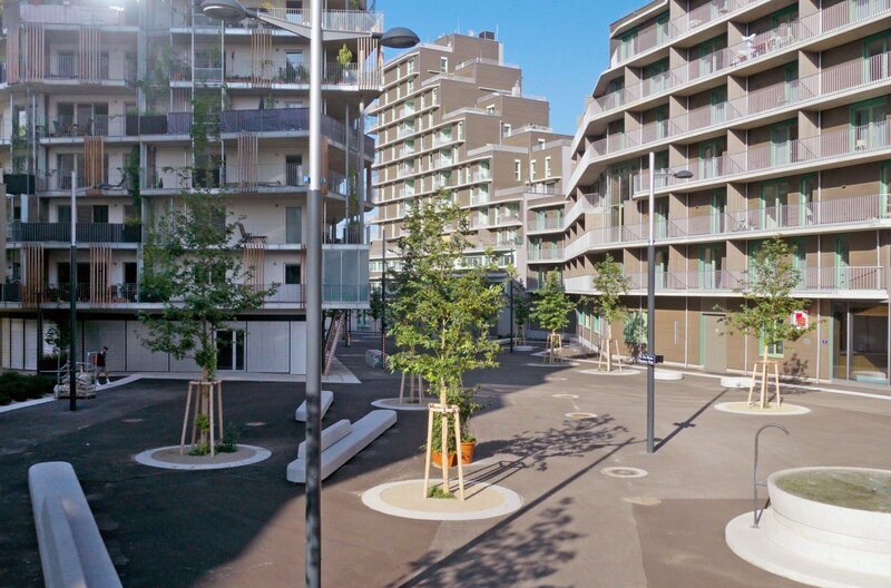 Die frisch gepflanzten Bäume spenden heute noch wenig Schatten, doch in den kommenden Jahren werden in der Seestadt nicht nur die Baumkronen größer, sondern die gesamte Stadt wächst unermüdlich. – Bild: SWR/​NGF Geyhalterfilm