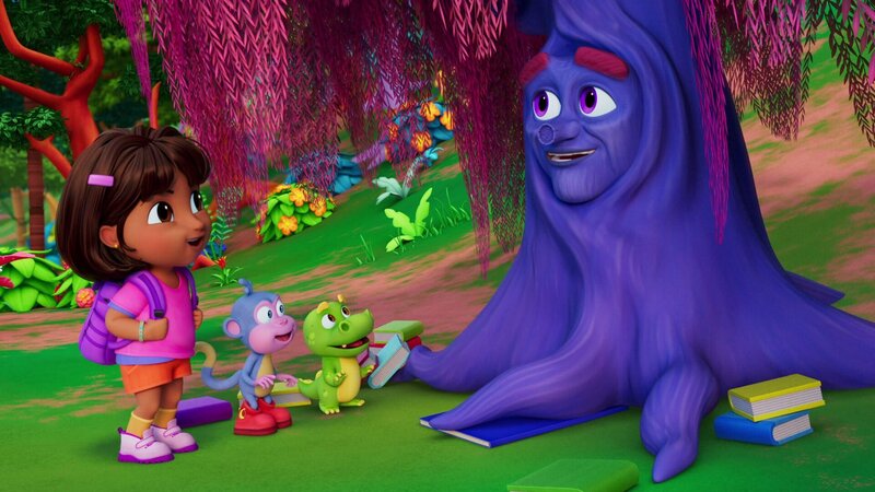 Dora (l.), Boots (2.v.l.), Tall Tale Tree (r.) – Bild: Paramount