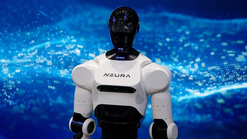 Der humanoide Roboter 4NE1 („for anyone“) der Firma Neura Robotik kann mithilfe optischer und akustischer Sensoren menschliche Stimmen, Sprache und Emotionen erkennen. Er soll Menschen künftig sowohl in der Industrie als auch im Haushalt unterstützen. – Bild: ZDF und Cedric Schmid