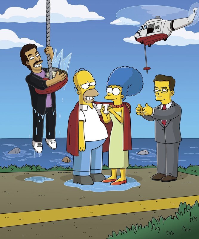 Was ist nur mit Homer (2.v.l.) und Marge (2.v.r.) los? – Bild: 2007 Twentieth Century Fox Film Corporation. All rights reserved. Lizenzbild frei