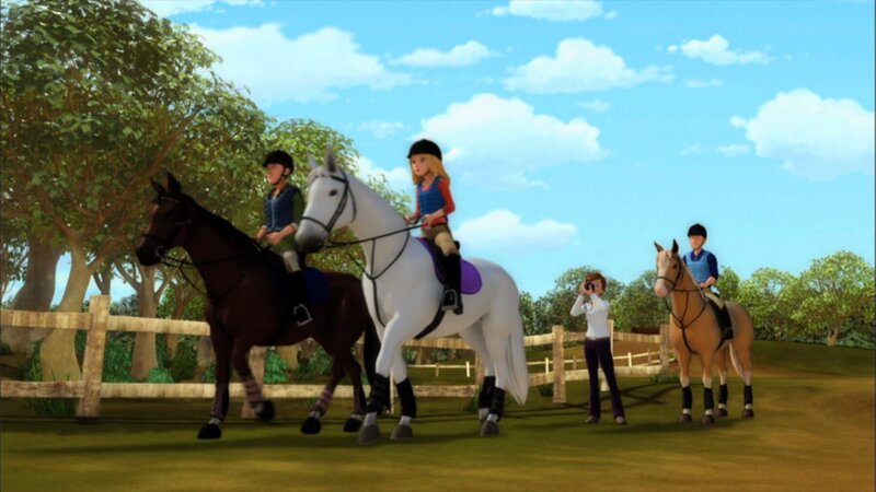 Beim Training für ein Querfeldein-Turnier taucht eine Reporterin auf, die einen Artikel über Wendy und Jerry schreiben will. Christian beobachtet alles aus dem Hintergrund. – Bild: ZDF und Wendy and Associated Characters (c) WPL