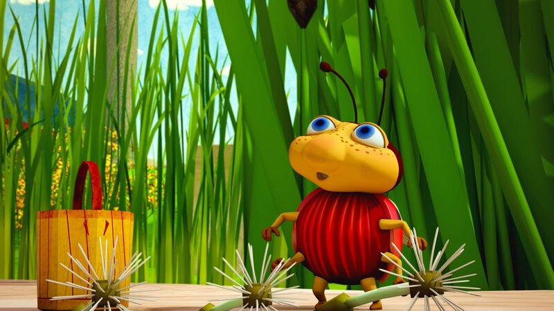 Käfer Ludwig ist sehr stolz, denn auch er hat am Pusteblumentag ein Schirmchen gefangen, und zwar ganz allein. – Bild: ZDF/​Scopas Medien AG