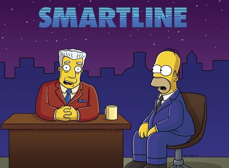 Nachrichtensprecher Kent Brockman (l.) wird zum Wetterfrosch degradiert nachdem Homer (r.) ihn in seiner Sendung dazu bringt live vor der Kamera zu fluchen … – Bild: Twentieth Century Fox Film Corporation