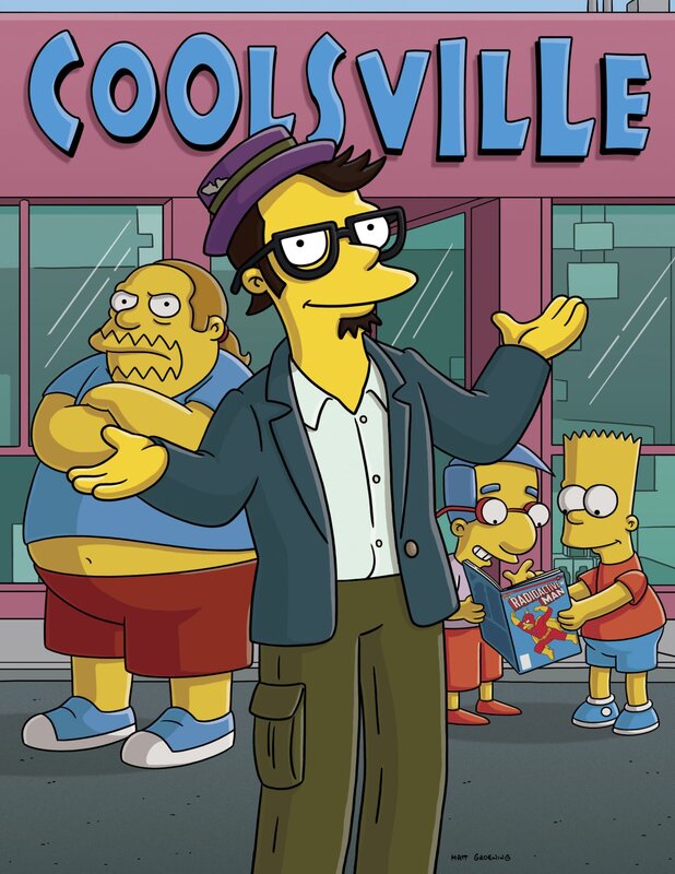 Zur Freude von Bart (r.) und Milhouse (2.v.r.) eröffnet Milo (M.) einen neuen Comic-Laden in Springfield … – Bild: 2007 Twentieth Century Fox Film Corporation. All rights reserved. Lizenzbild frei
